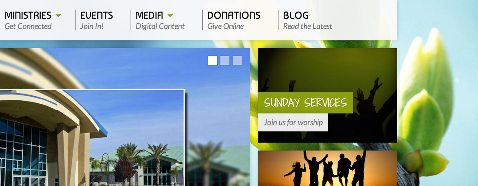 Crossword Christian Church uses our Resurrect theme's highlight widget to bring the user to service times