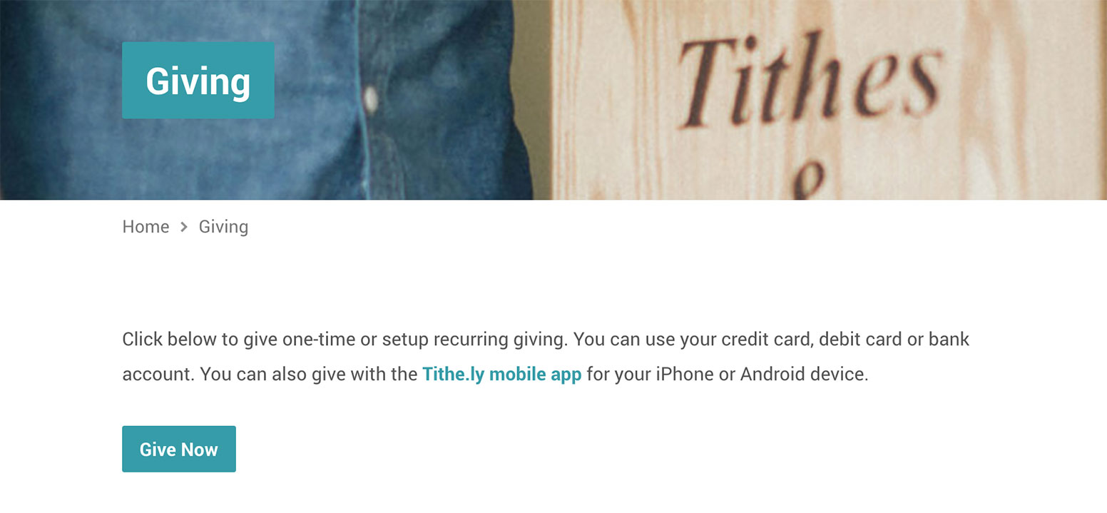 Tithe.ly Giving Page Example