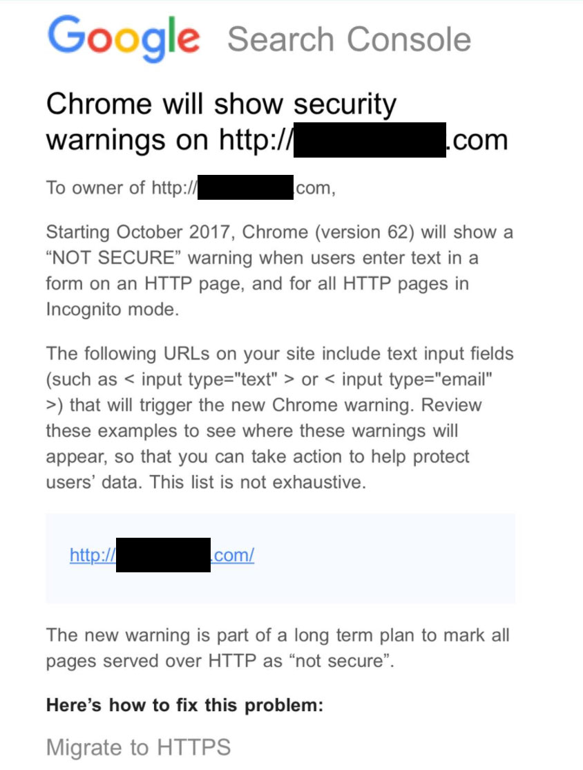 Google Search Console HTTPS Not Secure Warning